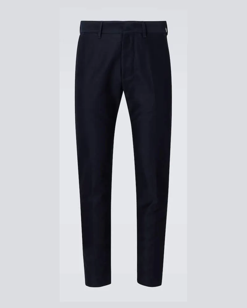 Tom Ford Chinohose aus Baumwollsatin Blau