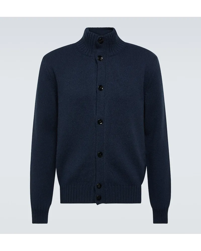 Tom Ford Cardigan aus Wolle und Kaschmir Blau