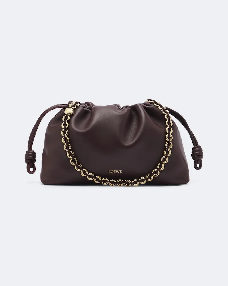 Loewe Schultertasche Flamenco Medium aus Leder Burgunderrot