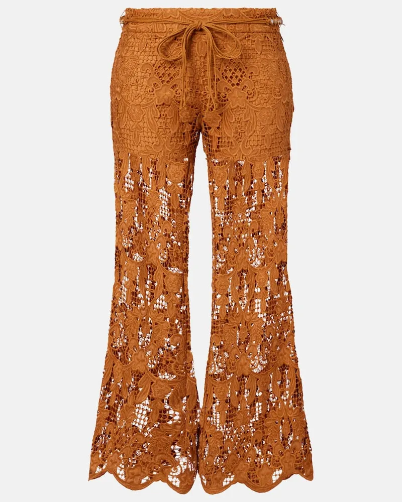 Zimmermann Schlaghose Coco aus Spitze Braun