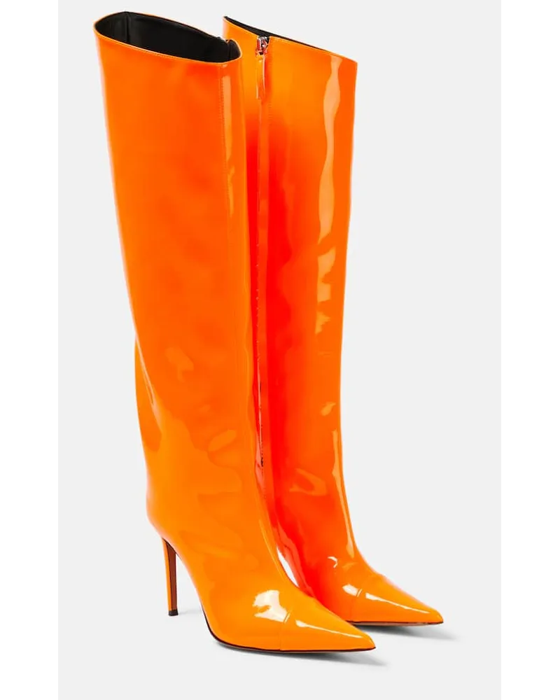 Alexandre Vauthier Stiefel aus Lackleder Orange