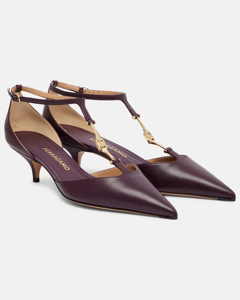 Ferragamo Pumps Traci 40 aus Leder Burgunderrot