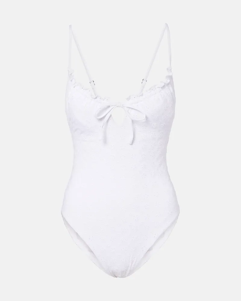 Ralph Lauren Badeanzug mit Lochspitze Weiß