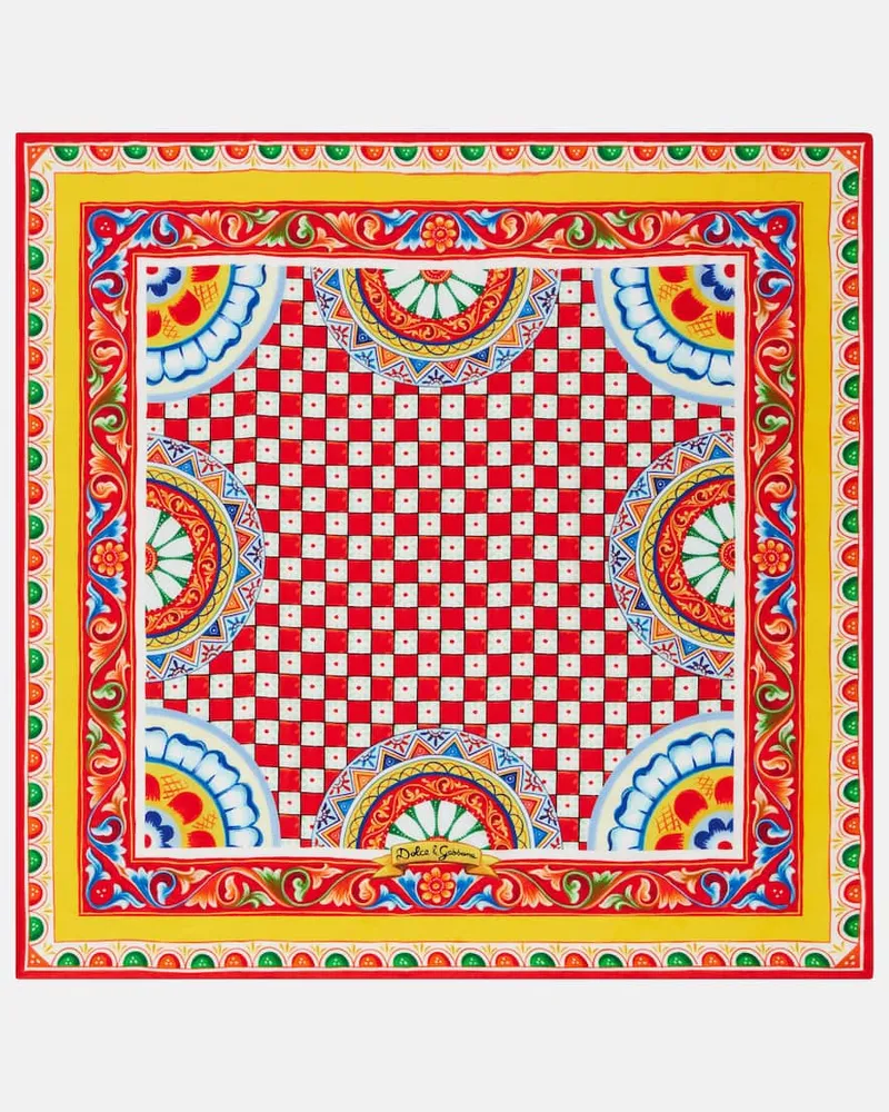 Dolce & Gabbana Bedrucktes Tuch Taormina aus Seiden-Twill Multicolor