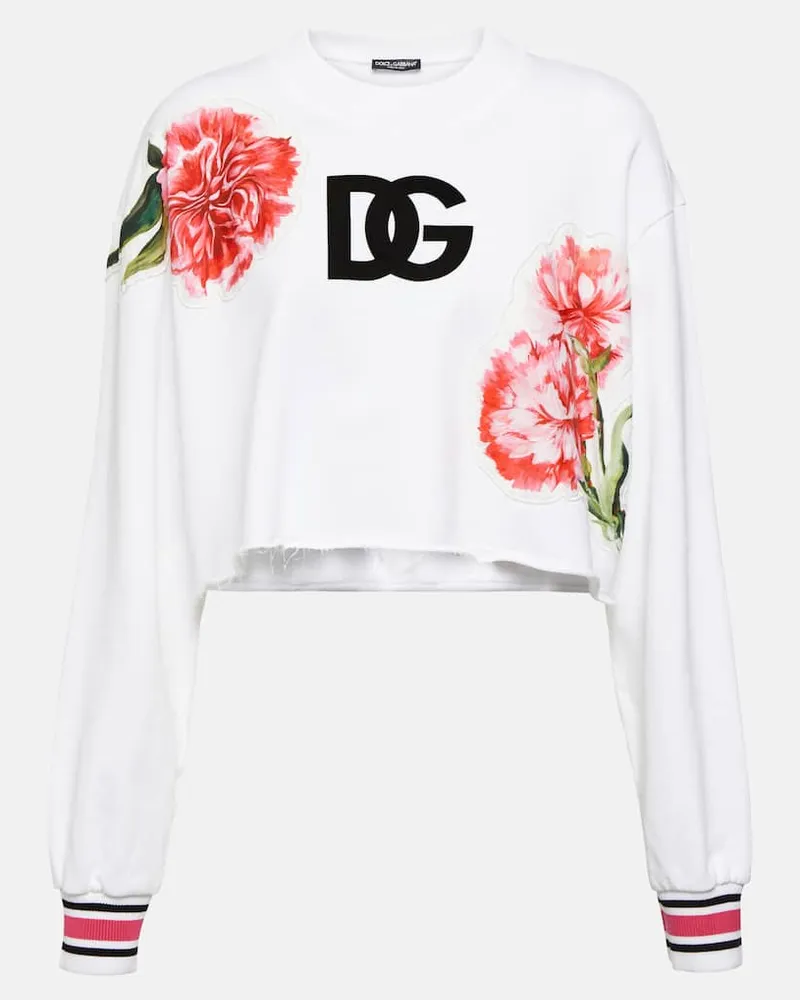 Dolce & Gabbana Cropped-Sweatshirt aus Baumwolle Weiß