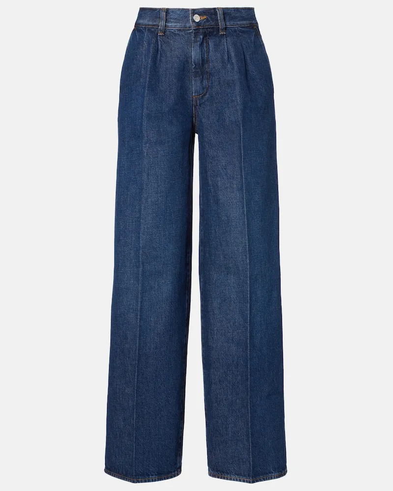 Frame Denim High-Rise Wide-Leg Jeans Blau