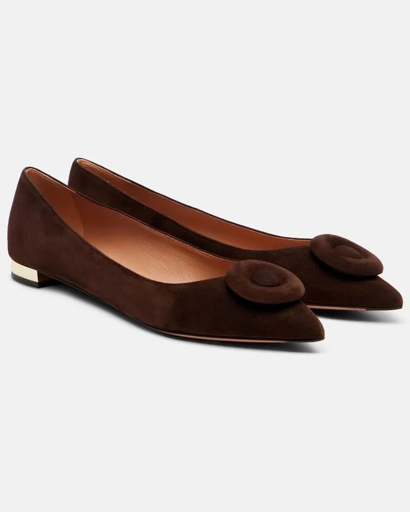 Aquazzura Ballerinas Hoop aus Veloursleder Braun