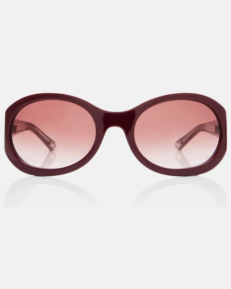 Gucci Runde Sonnenbrille Burgunderrot