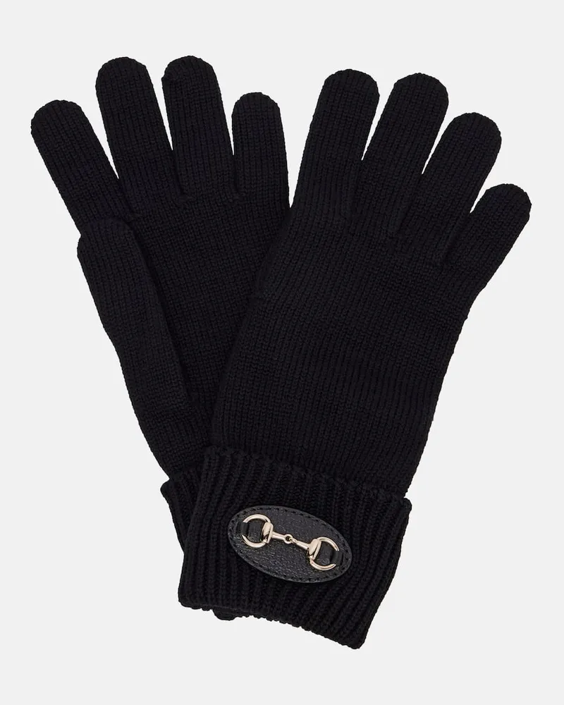 Gucci Handschuhe Horsebit aus Wolle Schwarz