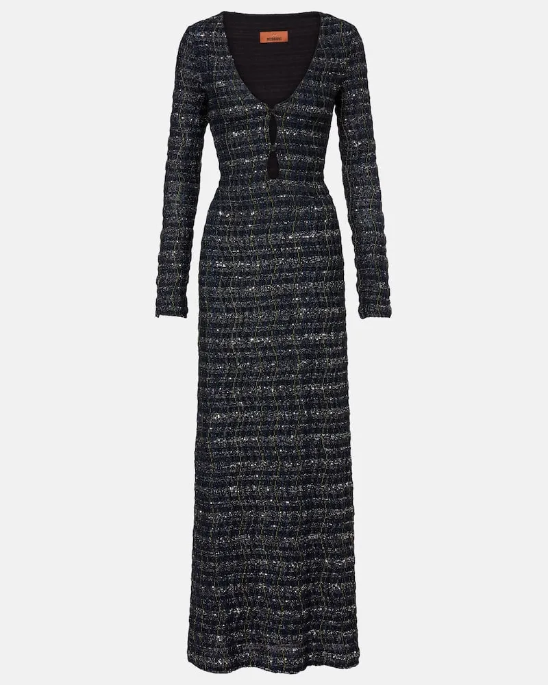 Missoni Maxikleid aus Tweed mit Pailletten Blau