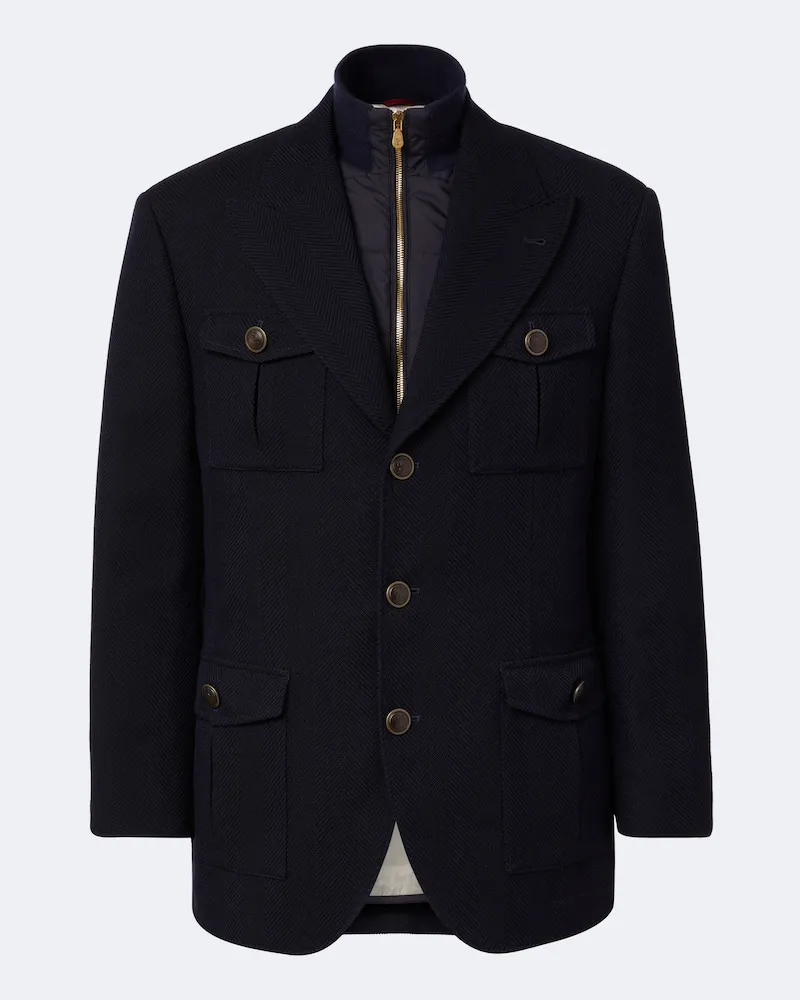 Brunello Cucinelli Fischgrat Jacke Blau