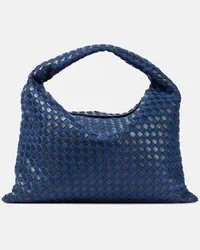 Bottega Veneta Schultertasche Hop Large aus Denim und Leder Blau