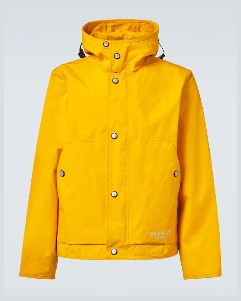 Stone Island Regenmantel aus Baumwollpopeline Gelb