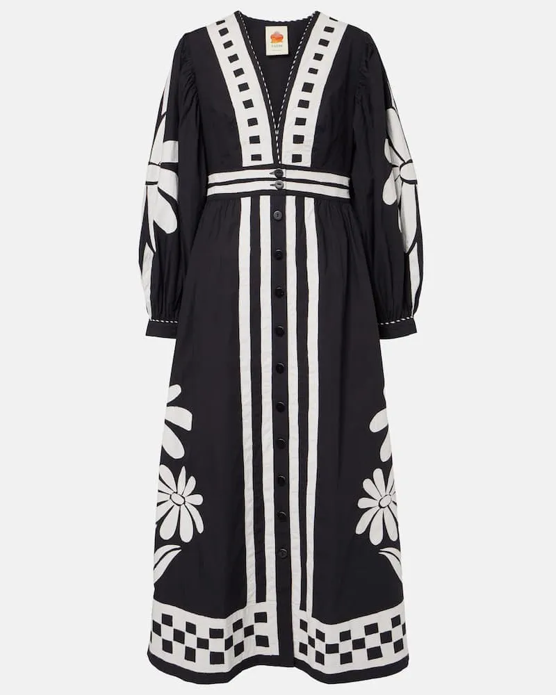 FARM Rio Bedrucktes Maxikleid Nature aus Baumwolle Schwarz