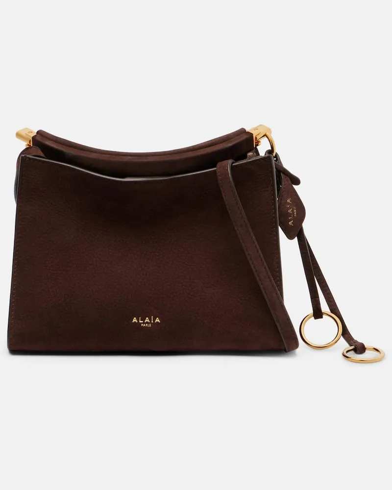 Alaïa Alaïa Schultertasche Le Click Small aus Veloursleder Braun