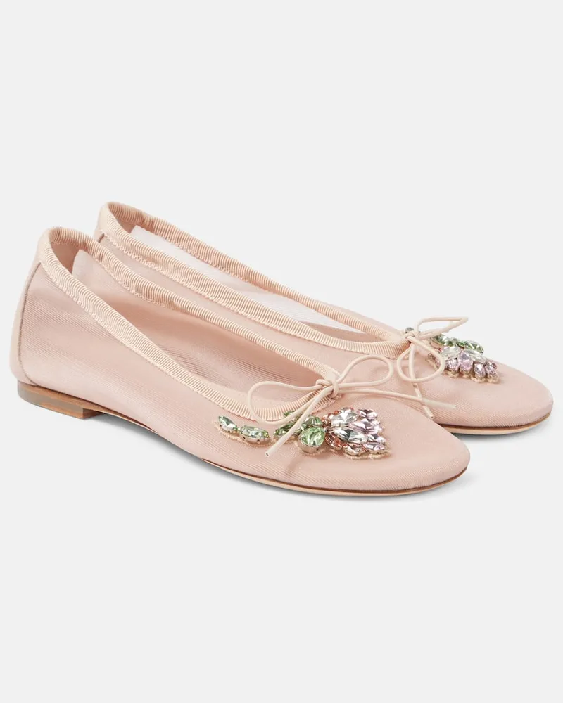 Simone Rocha Ballerinas mit Kristallen Rosa
