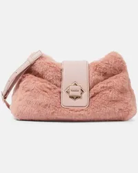 Max Mara Clutch Cuscino aus Teddyfleece mit Leder Pink