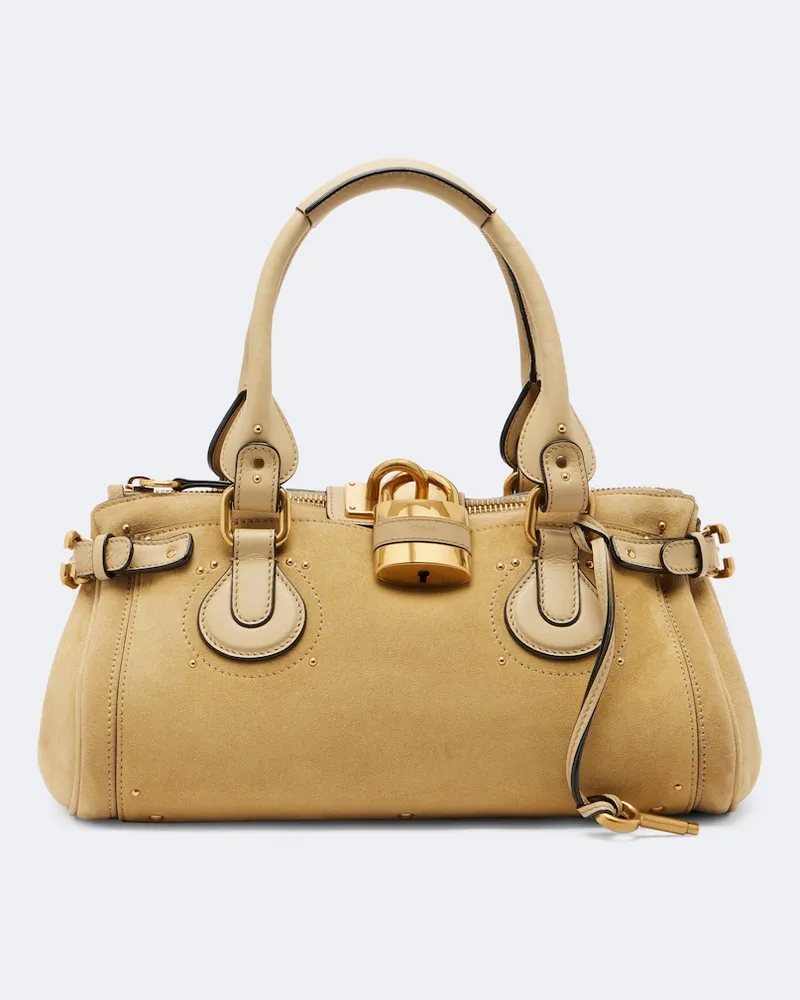 Chloé Chloé Schultertasche Paddington aus Veloursleder Beige