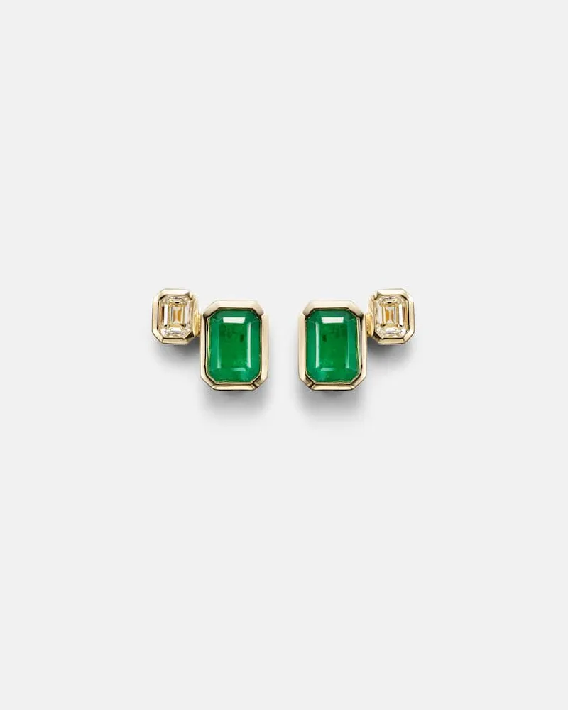 SHAY Ohrringe Two Step aus 18kt Gelbgold mit Diamanten und Smaragden Gold