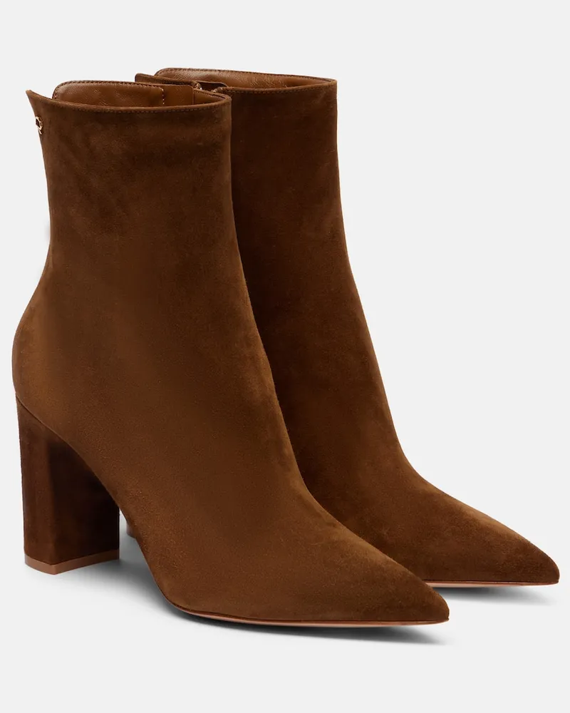 Gianvito Rossi Ankle Boots Lyell 85 aus Veloursleder Braun