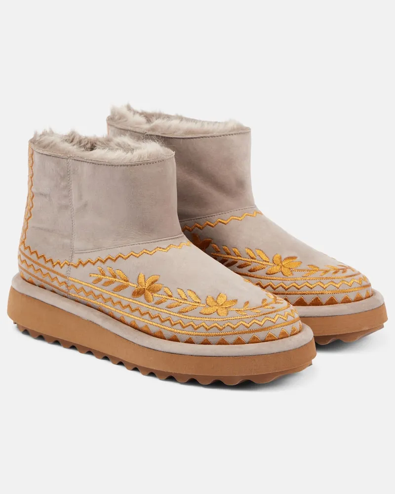 Robert Clergerie Schneestiefel Zarina aus Veloursleder Grau
