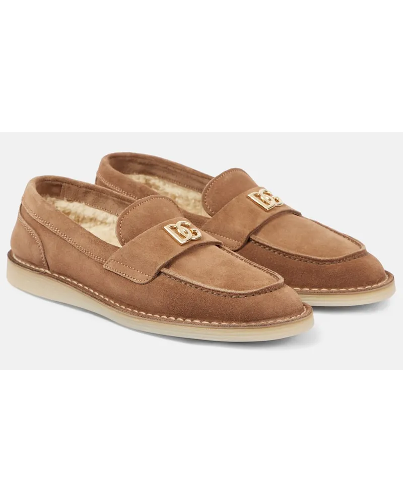 Dolce & Gabbana Loafers DG aus Veloursleder Braun