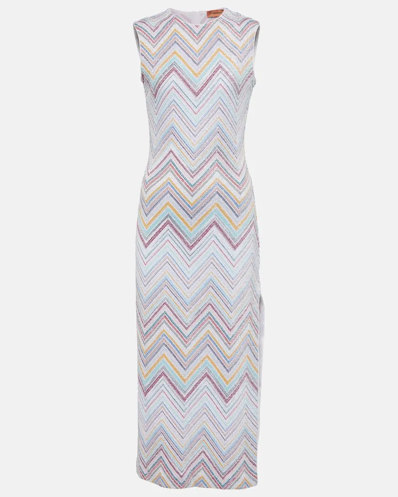 Missoni Verziertes Midikleid aus Häkelstrick Multicolor