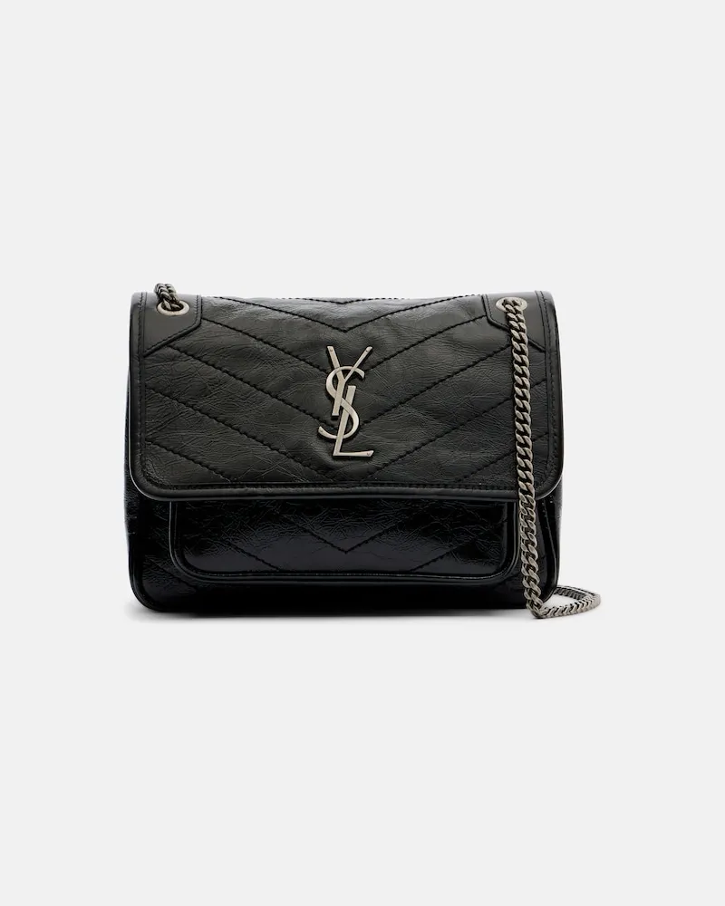 Saint Laurent Schultertasche Niki Mini aus Leder Schwarz
