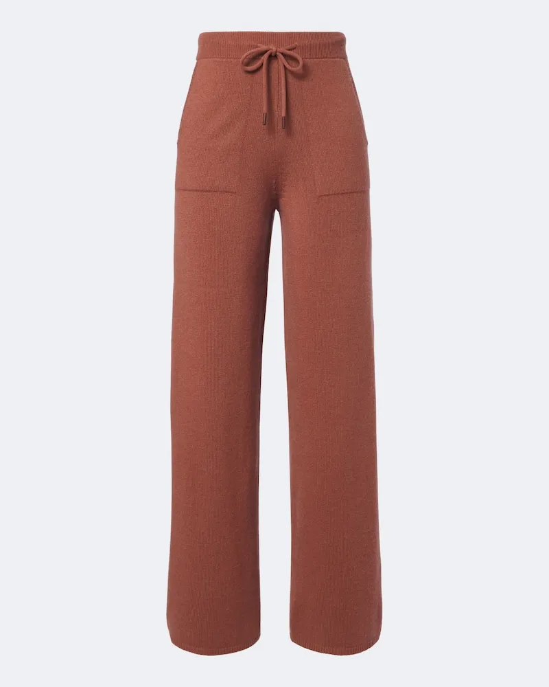 Max Mara Weite Hose aus Kaschmir Braun