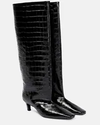 Totême Stiefel Wide Shaft aus Leder Schwarz