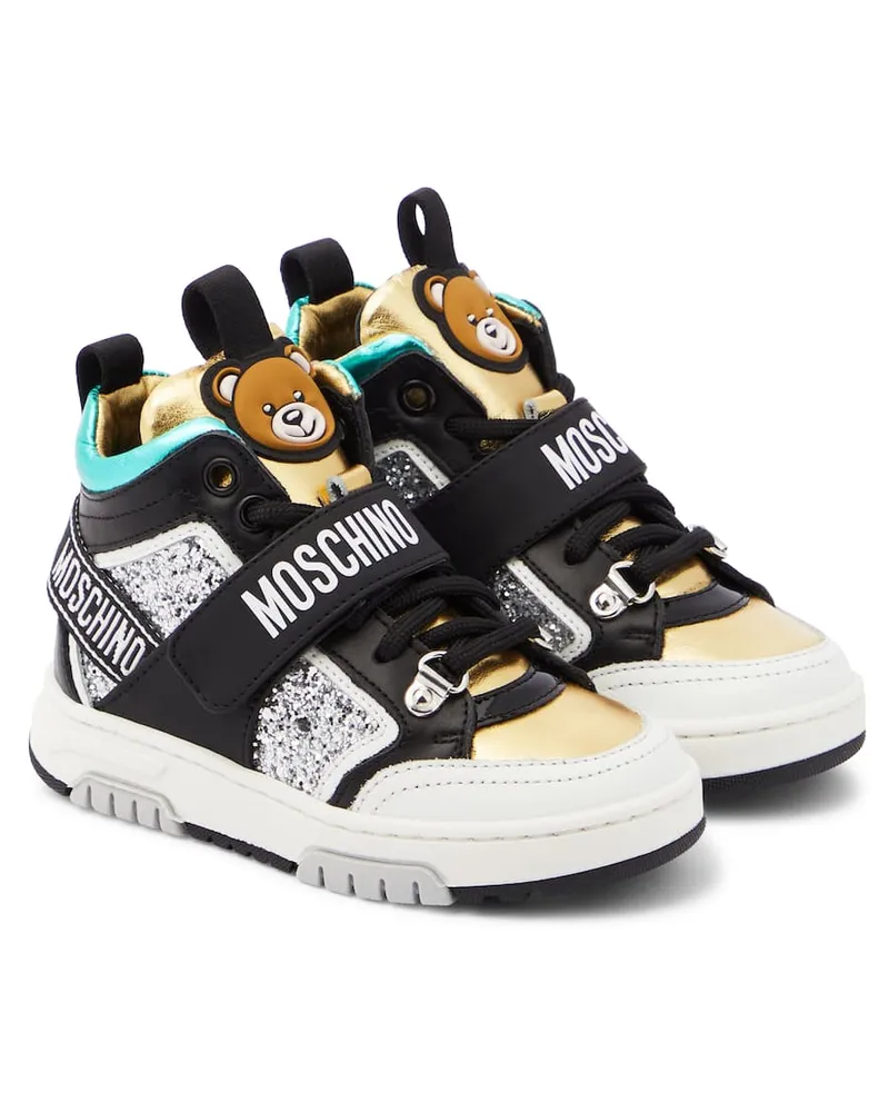 Moschino High-Top Sneakers aus Leder Multicolor