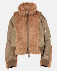 Sacai Jacke mit Faux Fur Braun