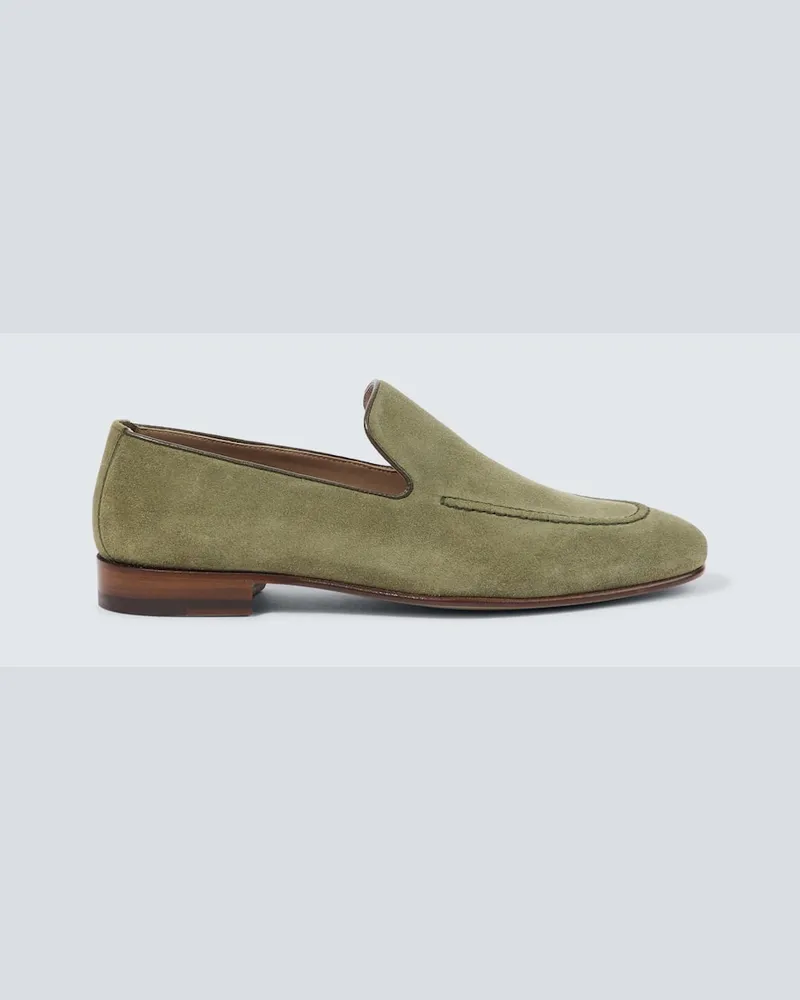 Manolo Blahnik Slip-Ons Truro aus Veloursleder Grün