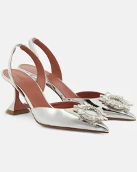 Amina Muaddi Verzierte Slingback-Pumps Begum 95 Silber