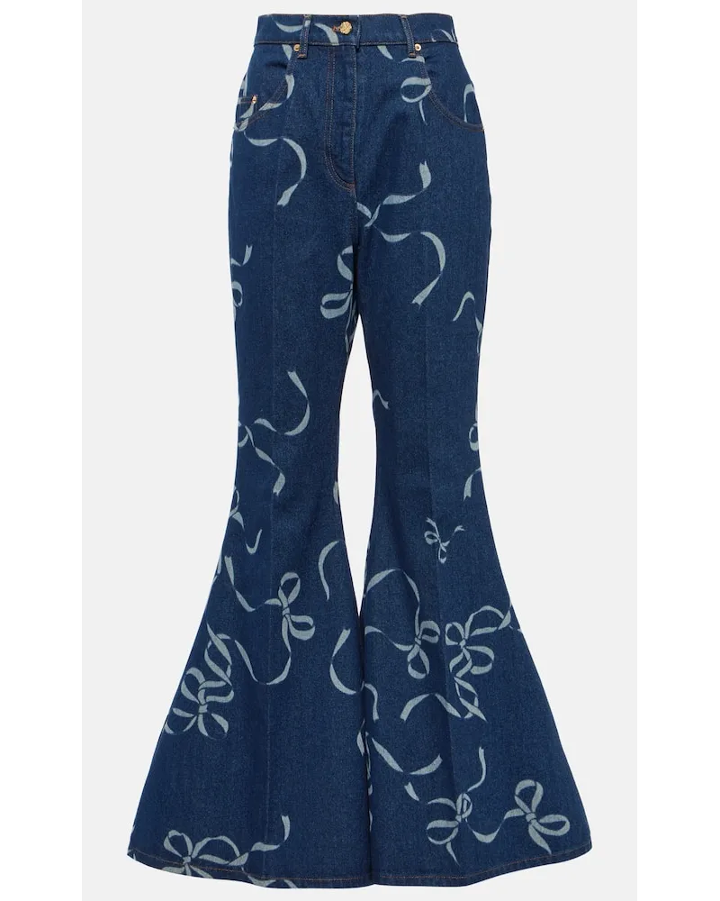 Nina Ricci Bedruckte Flared Jeans Blau