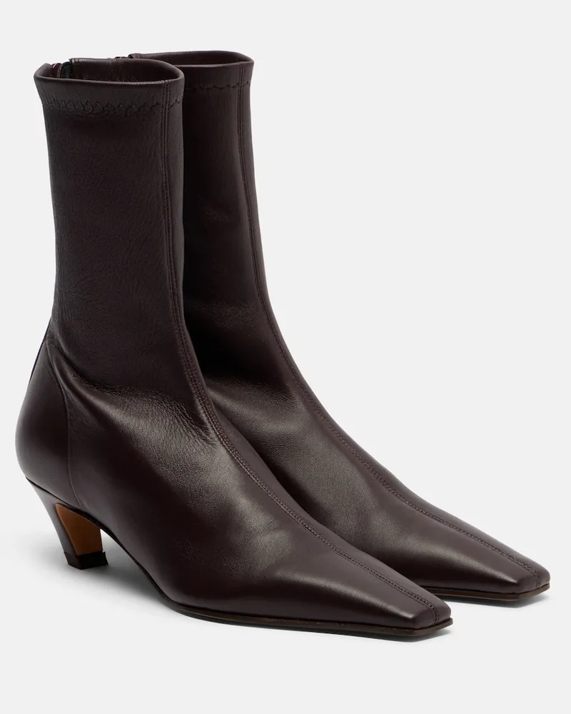 KHAITE Ankle Boots Arizona aus Leder Burgunderrot