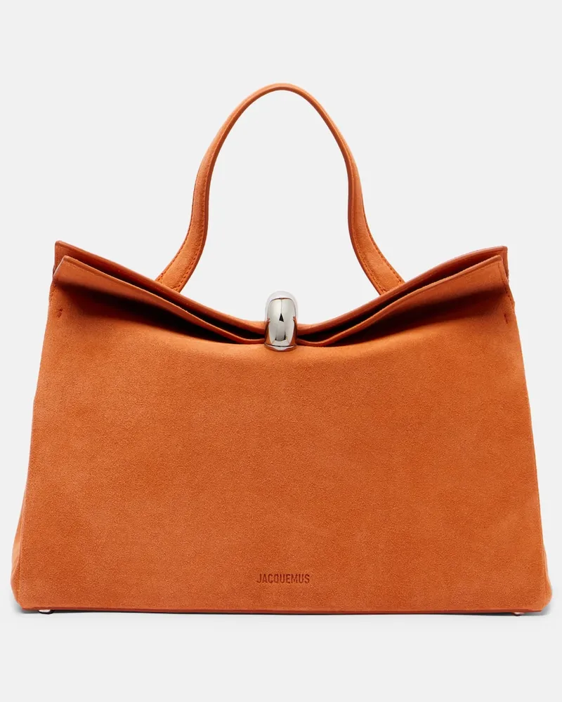Jacquemus Henkeltasche Valerie Small aus Veloursleder Orange