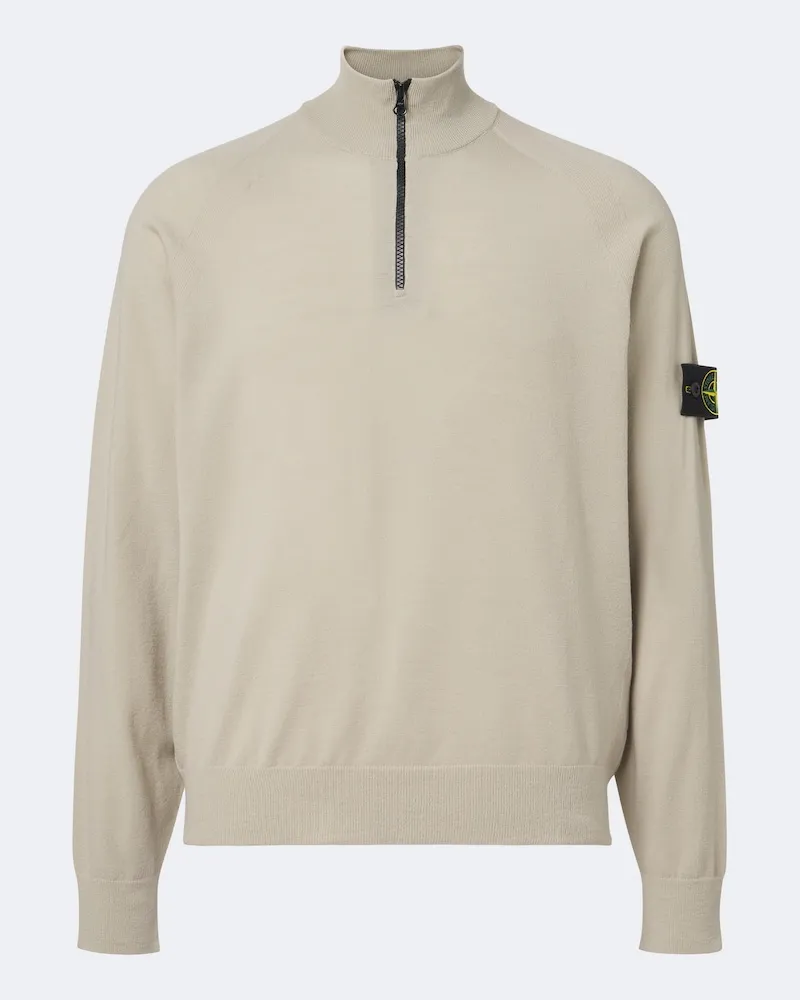 Stone Island Pullover Compass aus einem Wollgemisch Beige
