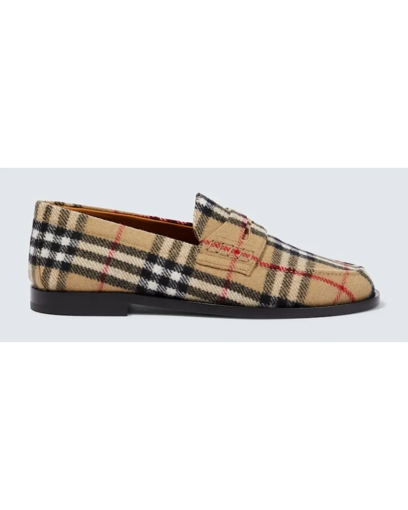 Burberry Loafers  Check aus Wolle Beige