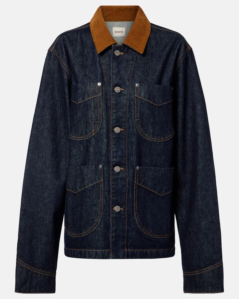 KHAITE Jeansjacke Wyatt mit Cord Blau