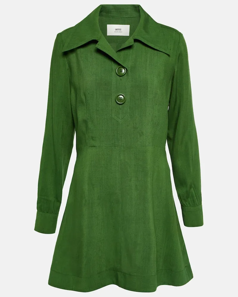 AMI Paris Minikleid aus einem Seidengemisch Grã¼n