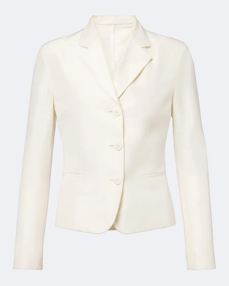 Gucci Einreihiger Blazer aus Seidenfaille Weiß