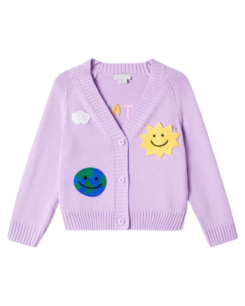 Stella McCartney Kids Cardigan aus Baumwolle und Wolle Violett