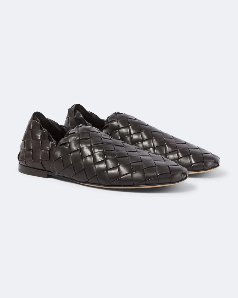Bottega Veneta Slip-Ons Intrecciato aus Leder Schwarz