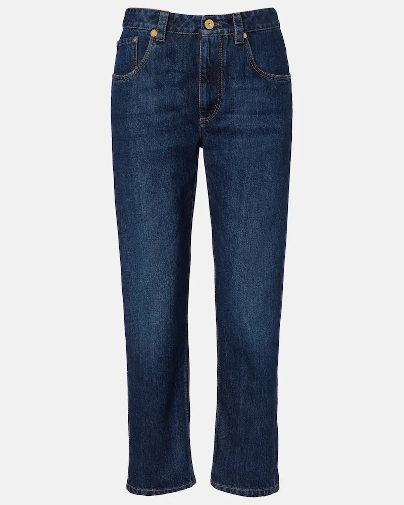 Brunello Cucinelli Cropped Straight Jeans Blau