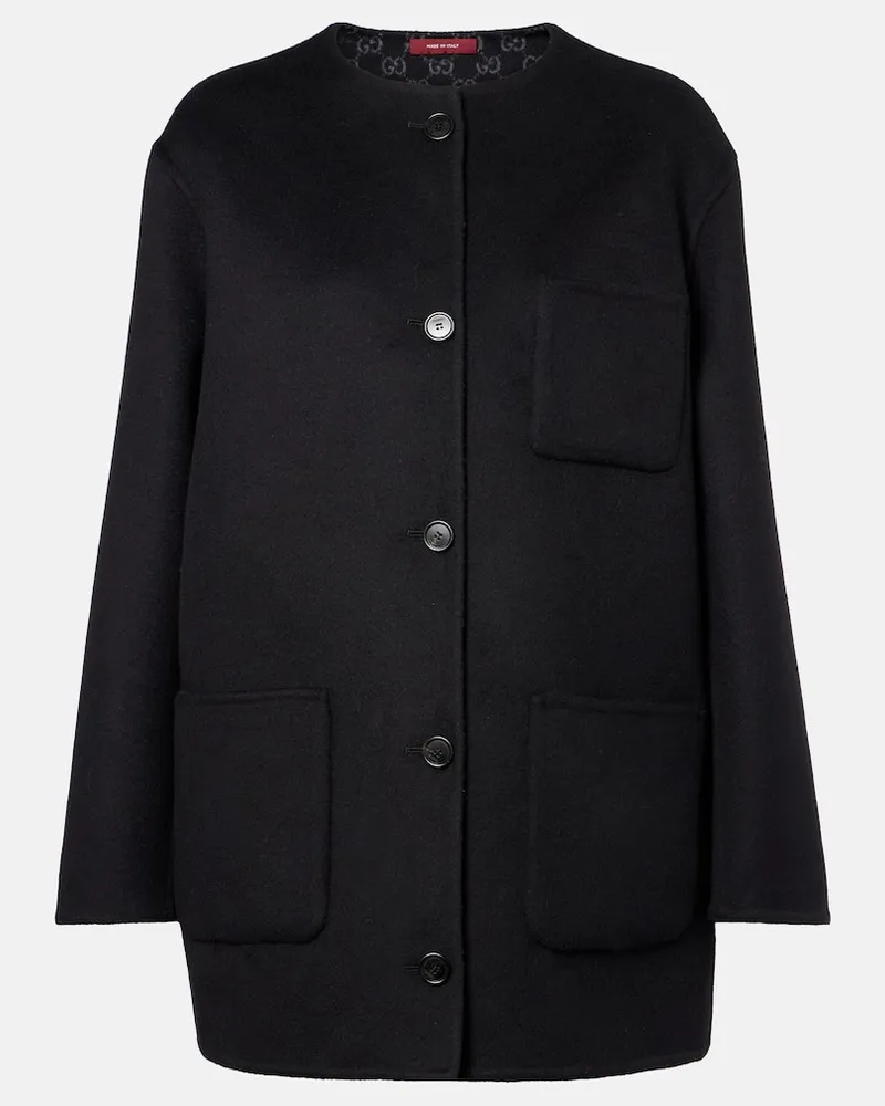 Gucci Wendbare Jacke GG aus Wolle Schwarz