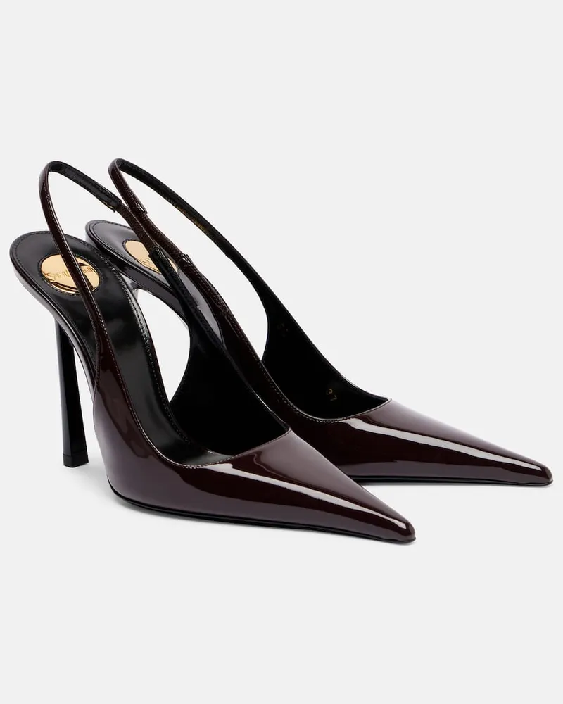 Saint Laurent Slingback-Pumps Vendome 110 aus Lackleder Braun