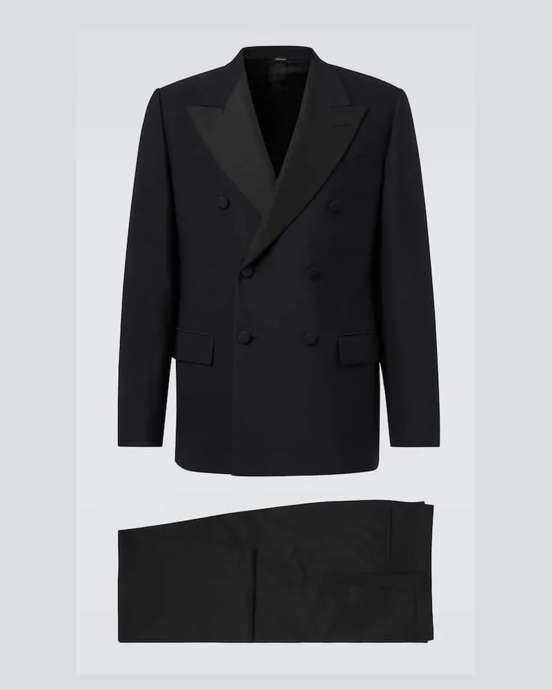 Loro Piana Anzug aus Wolle und Seide Schwarz