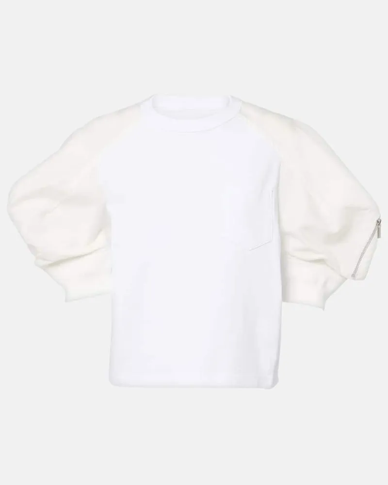 Sacai Top aus einem Baumwollgemisch Weiß