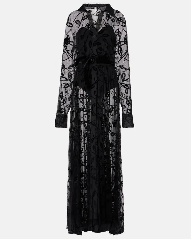 Norma Kamali Maxikleid aus Mesh Schwarz